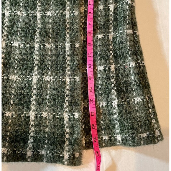 Christian Siriano Green And White Plaid Knit Cowl Neck Cardigan Small - Picture 7 of 7